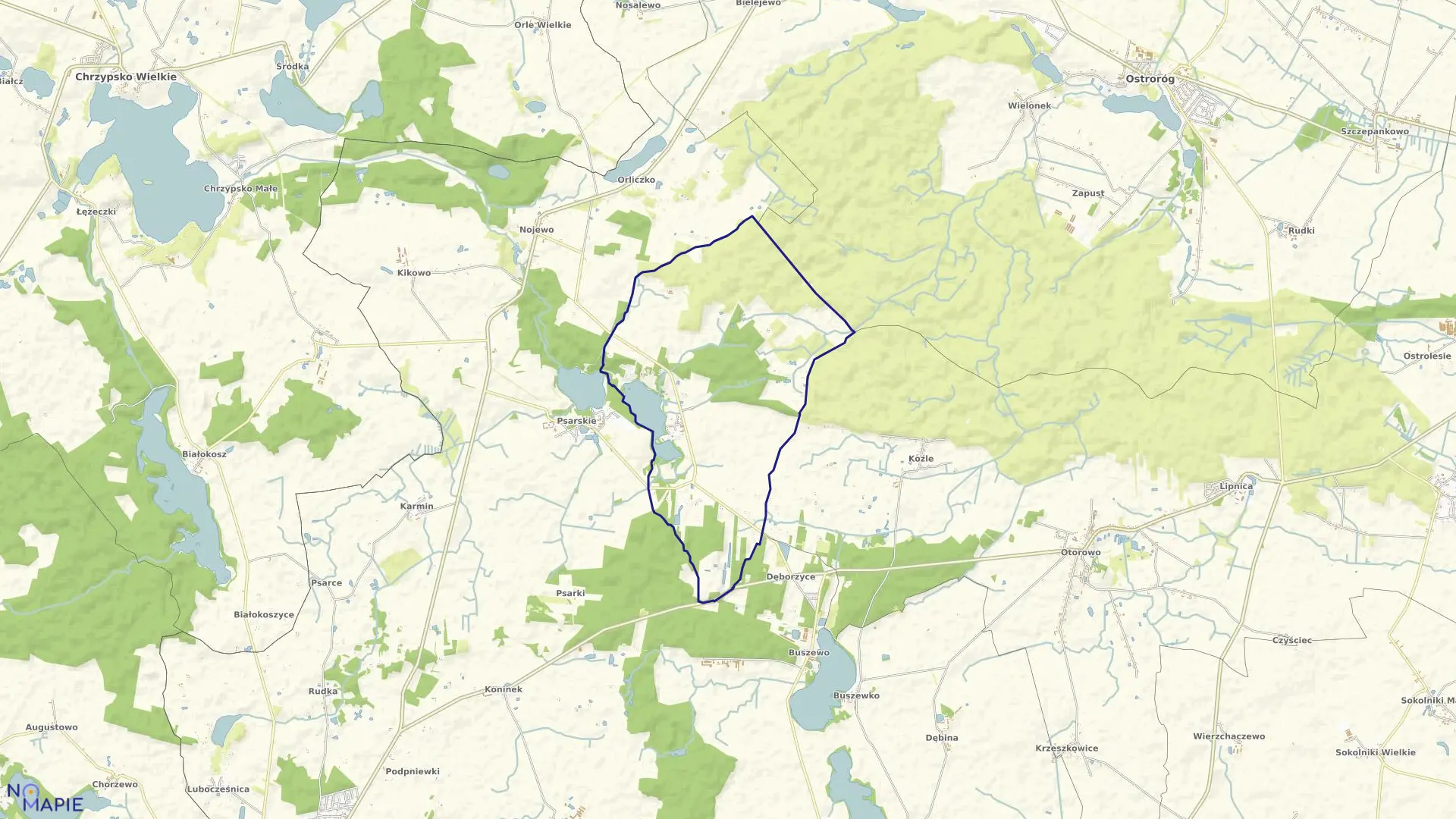 Mapa obrębu ZAJĄCZKOWO w gminie Pniewy